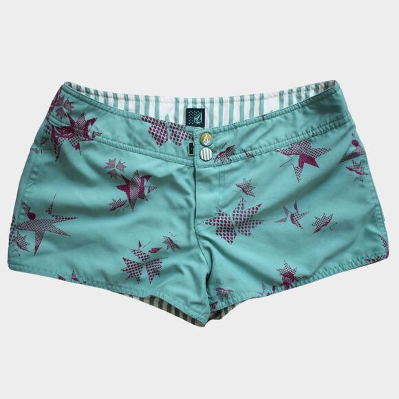 VOLCOM Star Print Shorts Green Size 3 - Picture 1 of 5